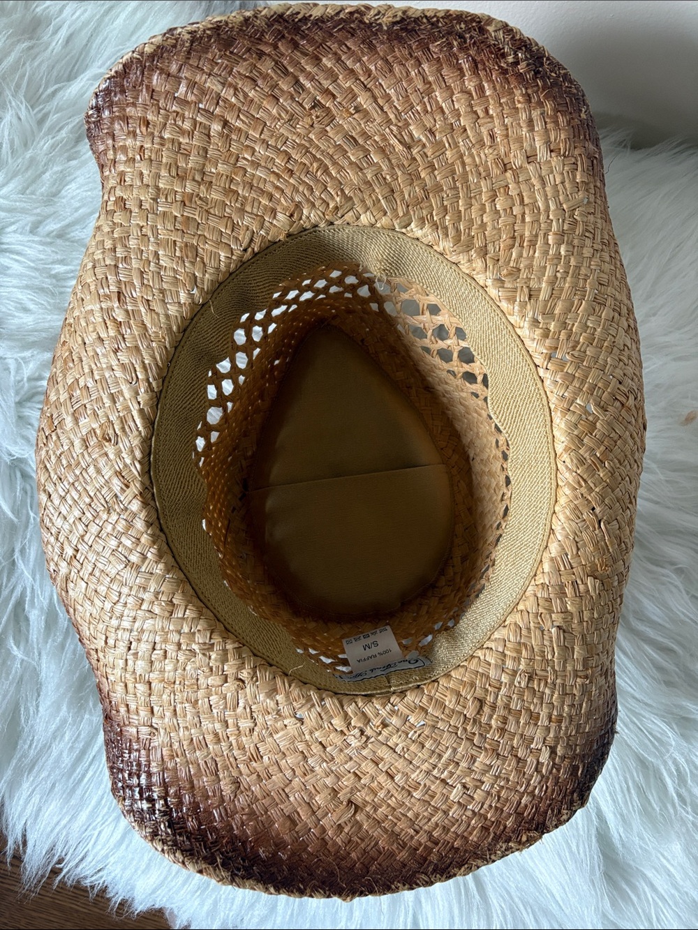 Woven Straw Western Hat with Decorative Band - Brown - Picture 3 of 9